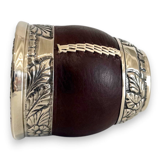 Mate Imperial Marrone in Cuoio con base e Virola decorate e Cuciture IDM | Luxury