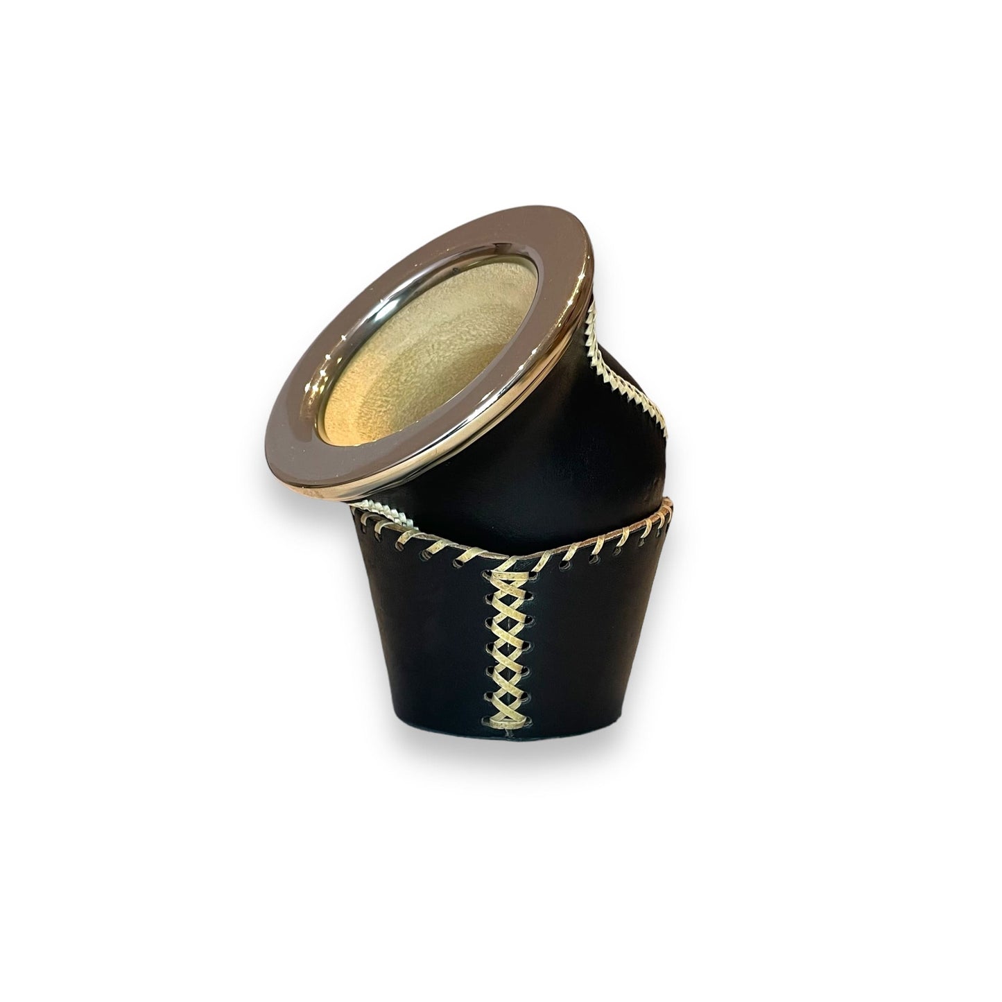 Mate Camionero Light brown with reinforced base and Virola worked in Alpaca | Premium