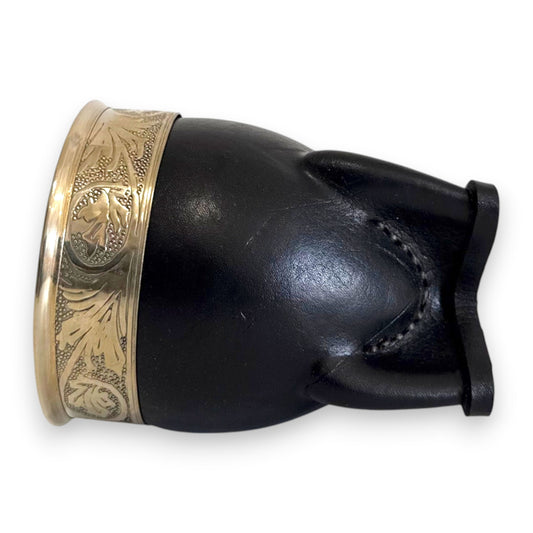 Mate Imperial in Cuoio Nero con Virola decorata in Alpaca | Standard