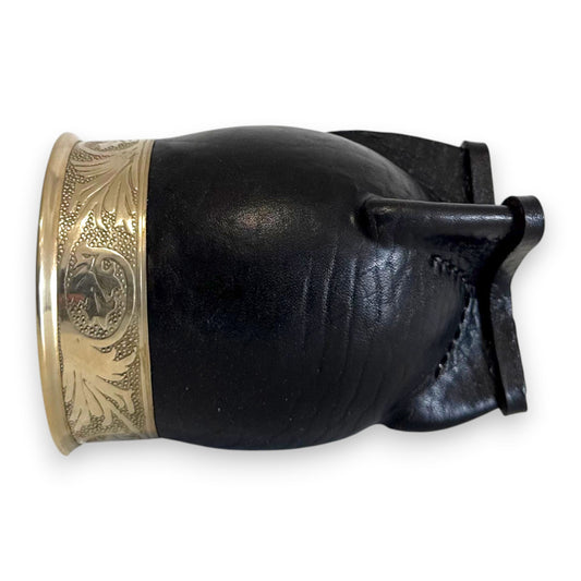 Mate Imperial in Cuoio Nero con Virola decorata in Alpaca | Standard
