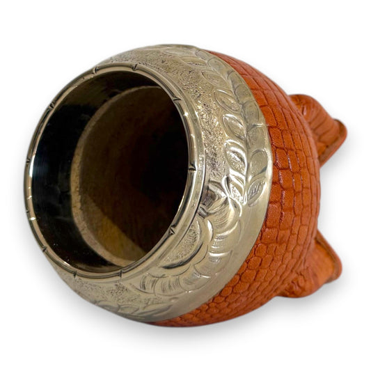 Mate Torpedo in "Cuoio Crocco" Bronzo e Virola Alpaca | Elitè