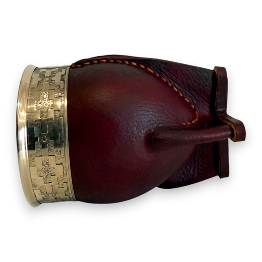 Mate Imperial in Cuoio Marrone con Virola decorata in Alpaca | Standard