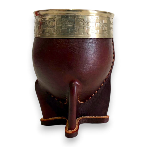 Mate Imperial in Cuoio Marrone con Virola decorata in Alpaca | Standard