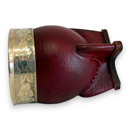 Mate Imperial in Cuoio Marrone con Virola decorata in Alpaca | Standard
