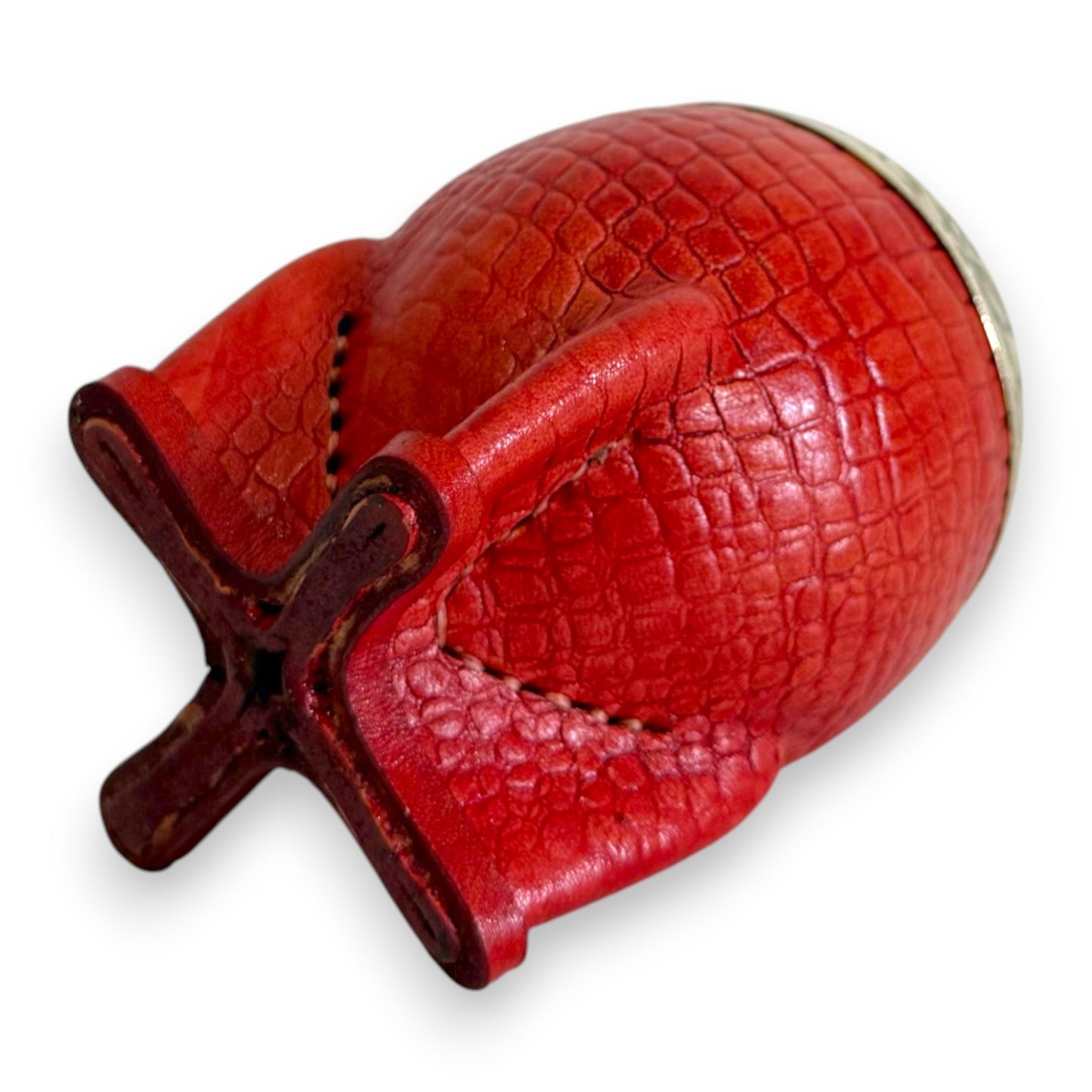 Mate Torpedo in "Cuoio Crocco" Rosso e Virola Alpaca | Elitè