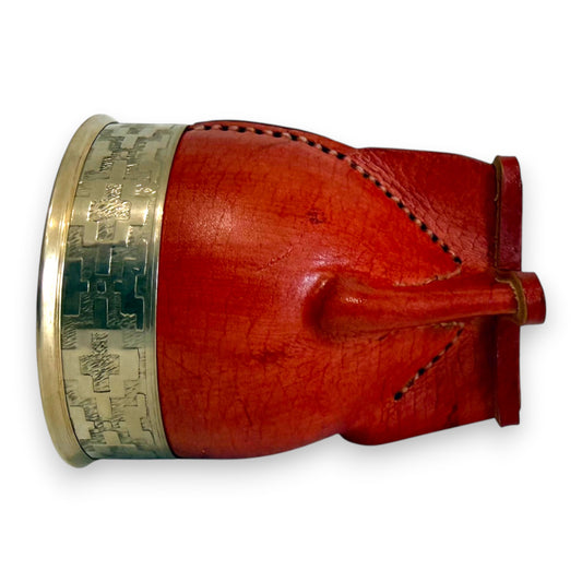 Mate Imperial in Cuoio Bordò con Virola decorata in Alpaca | Standard