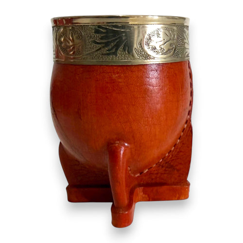 Mate Imperial in Cuoio Bordò con Virola decorata in Alpaca | Standard