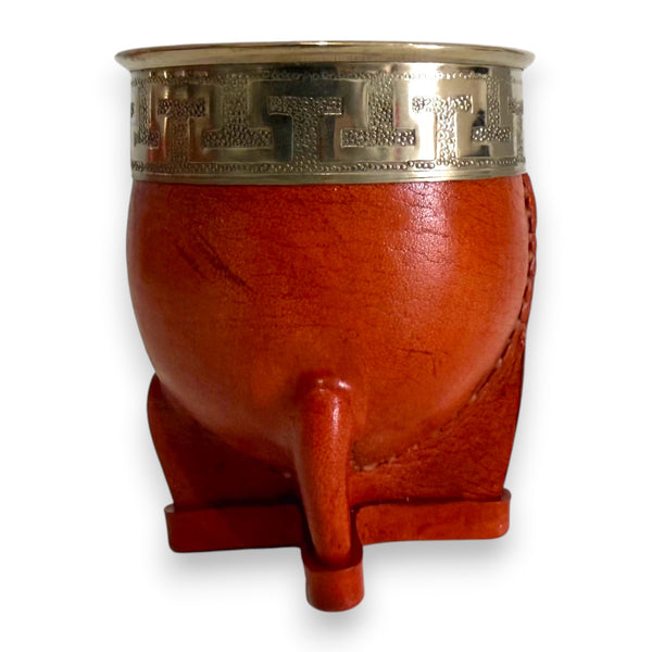 Mate Imperial in Cuoio Bordò con Virola decorata in Alpaca | Standard