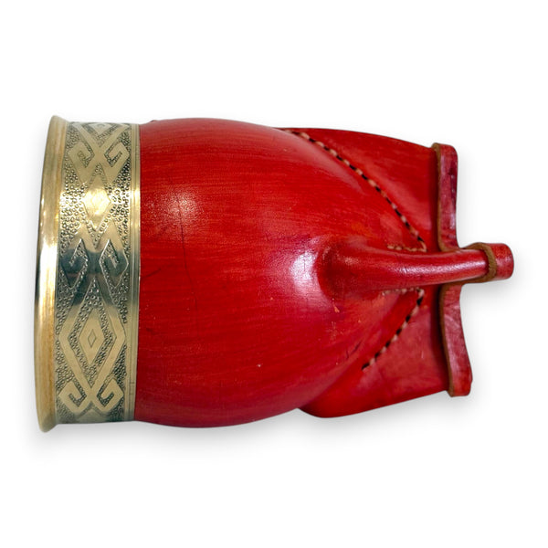 Mate Imperial in Cuoio Bordò con Virola decorata in Alpaca | Standard