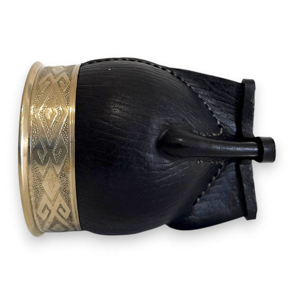 Mate Imperial in Cuoio Nero con Virola decorata in Alpaca | Standard