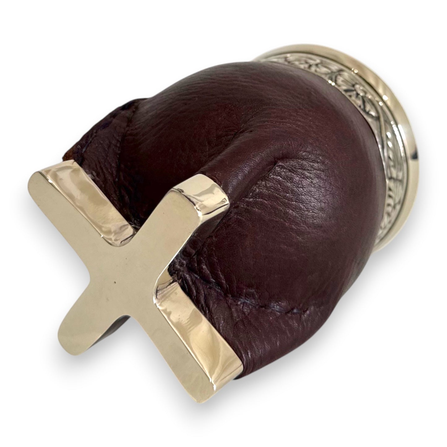 Mate Imperial Marrone in Cuoio con base, Virola decorata | Luxury