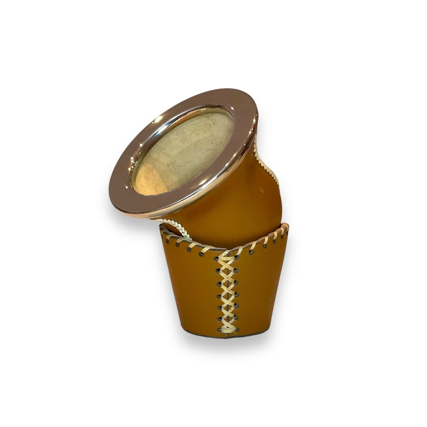 Mate Camionero Light brown with reinforced base and Virola worked in Alpaca | Premium