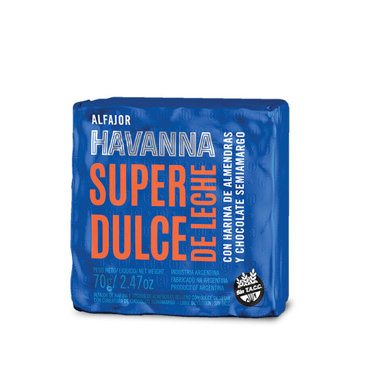 ALFAJORES HAVANNA SUPER DULCE DE LECHE x 4 SIN GLUTEN