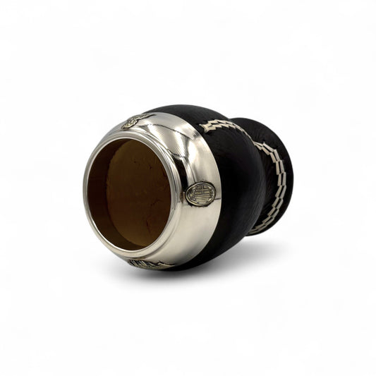 Mate Torpedo Nero “Milan” con Fleje decorato Alpaca | Premium