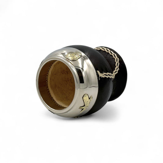 Mate Torpedo Nero “Viajar” con Fleje decorato Alpaca | Premium