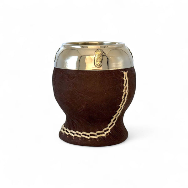 Mate Torpedo Marrone “Mar” con Fleje decorato Alpaca | Premium