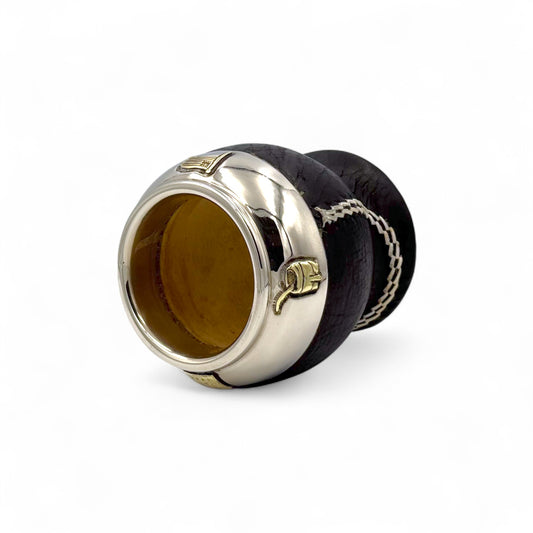 Mate Torpedo Nero “Uruguay” con Fleje decorato Alpaca | Premium