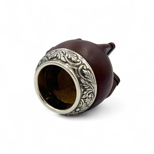 Mate Torpedo Marrone con Fleje decorato Alpaca | Premium