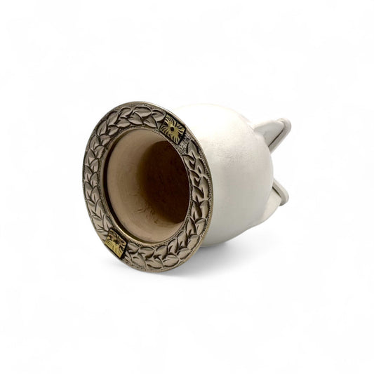 Mate Camionero Bianco con Virola Alpaca | Standard