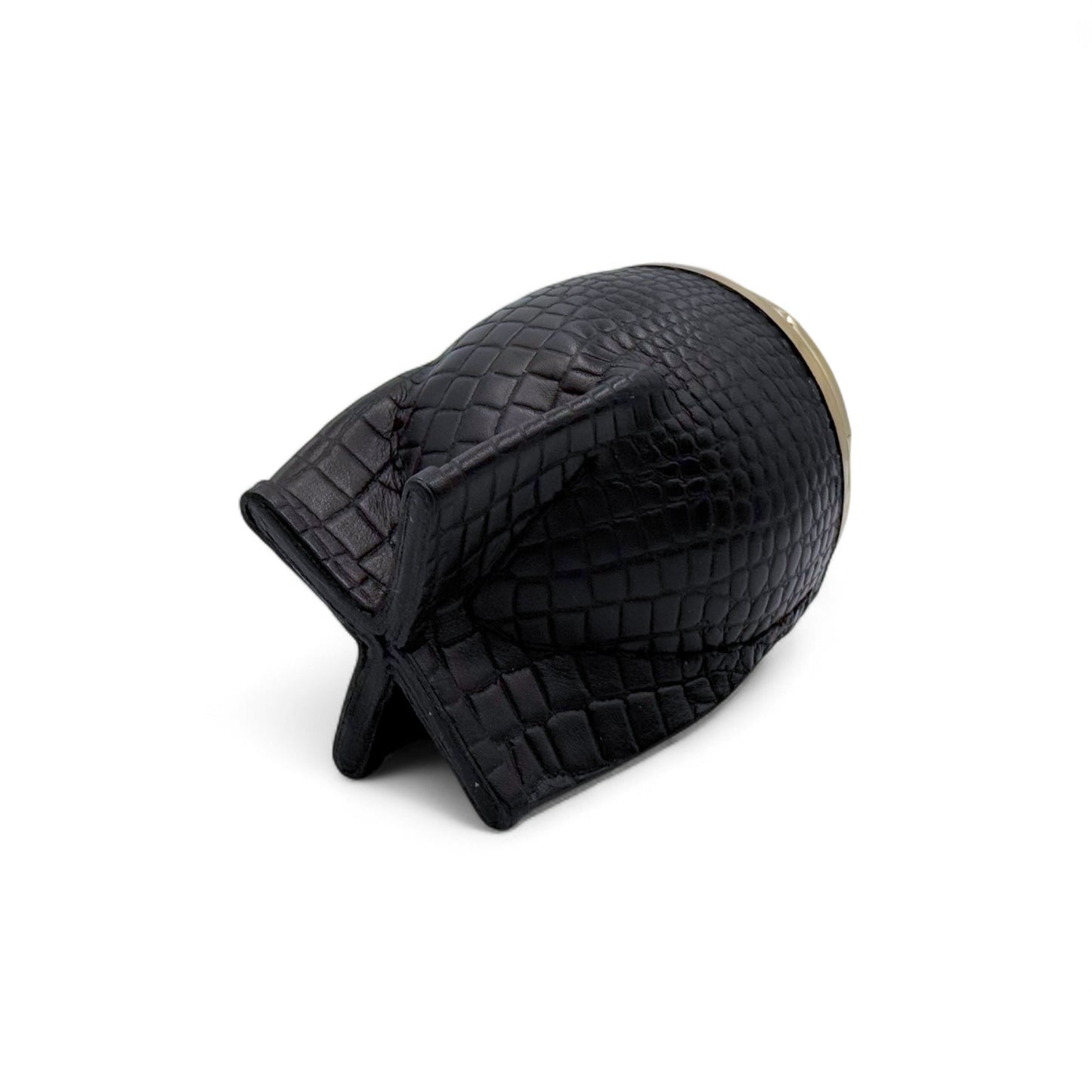 Mate Torpedo Nero "Cuoio Crocco" con Fleje Alpaca | Elitè