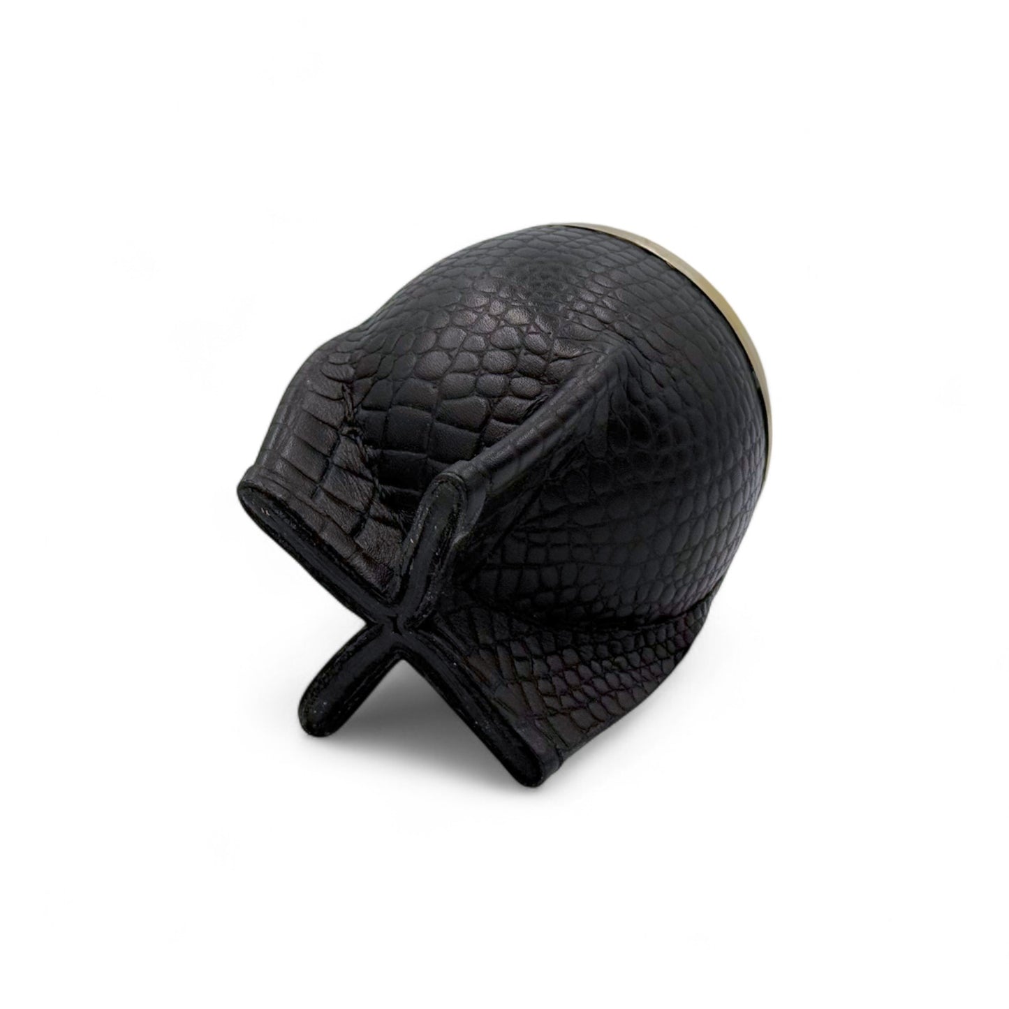 Mate Torpedo Nero "Cuoio Crocco" con Fleje Alpaca | Elitè