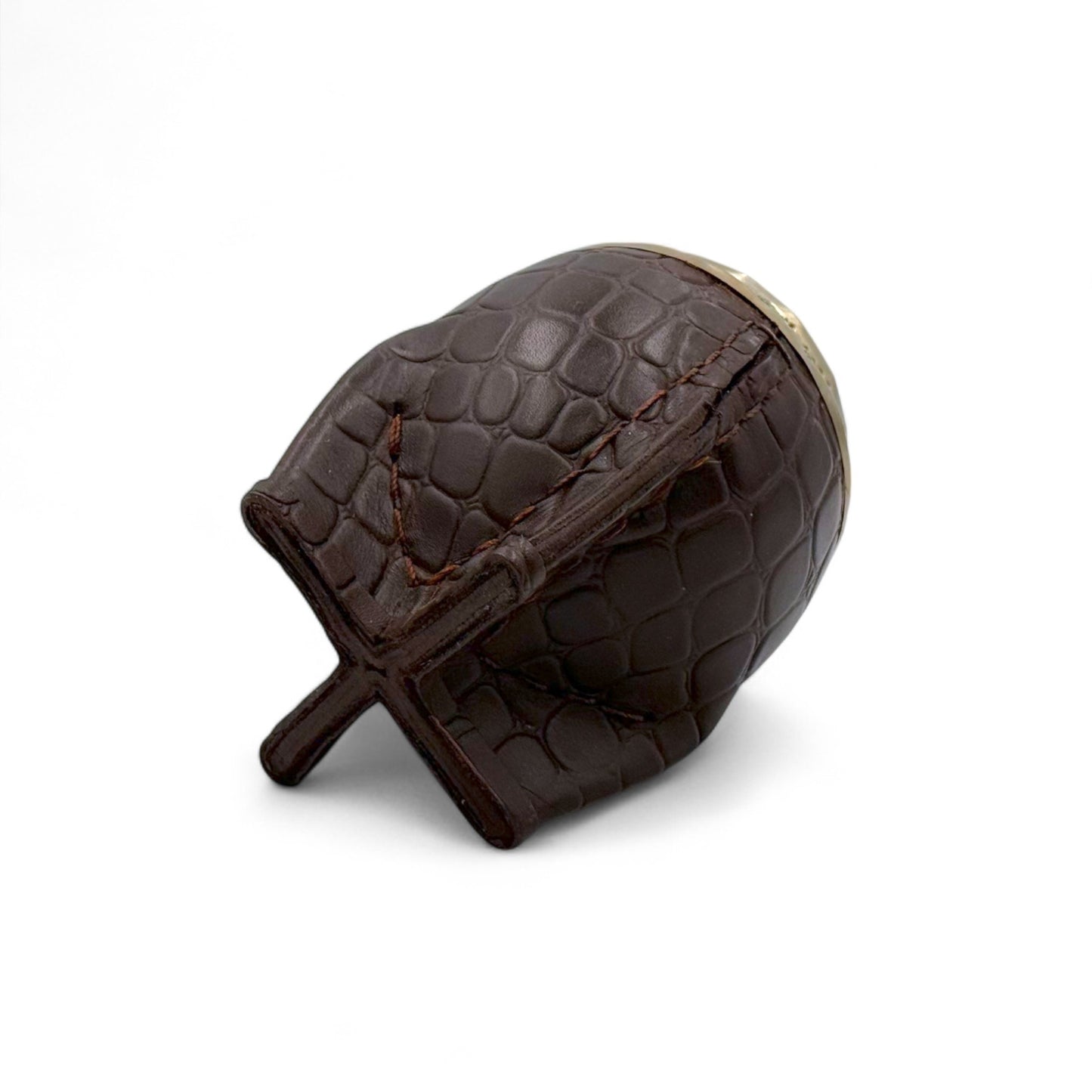 Mate Torpedo Marrone "Cuoio Crocco" con Fleje Alpaca | Elitè