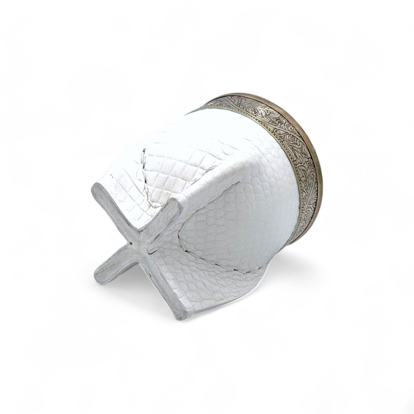 Mate Imperial Bianco "Cuoio Crocco" Virola Alpaca | Elitè