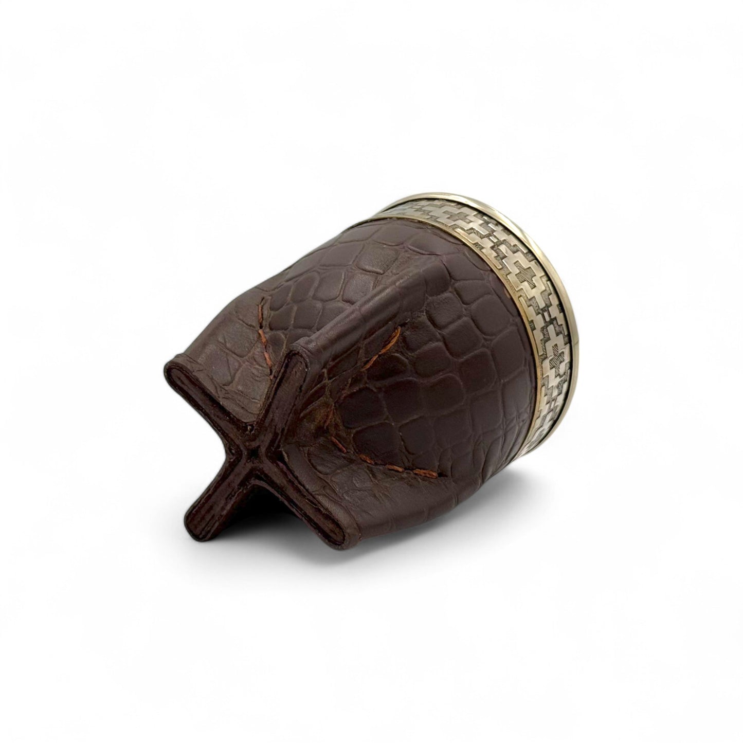 Mate Imperial Marrone "Cuoio Crocco" e Virola Alpaca | Elitè