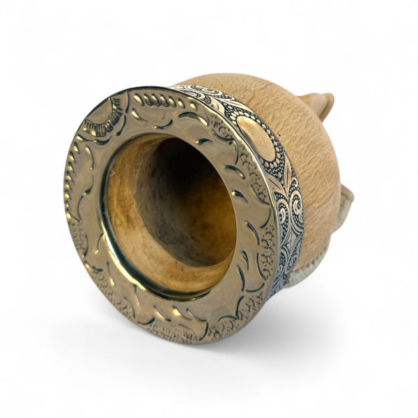 Mate Imperial Cuoio Crudo con Virola Alpaca Decorata | Premium