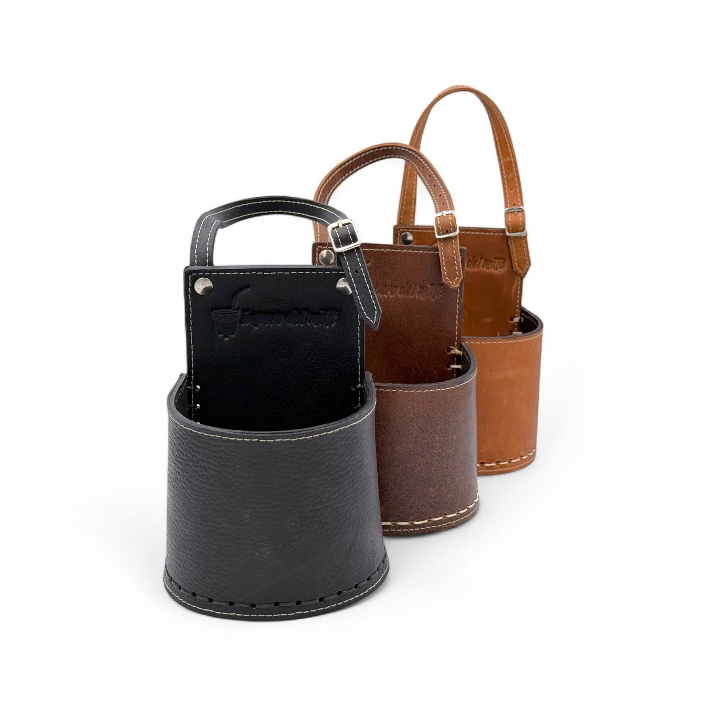 Porte Mate a Cesta "IDM" in cuoio Nero