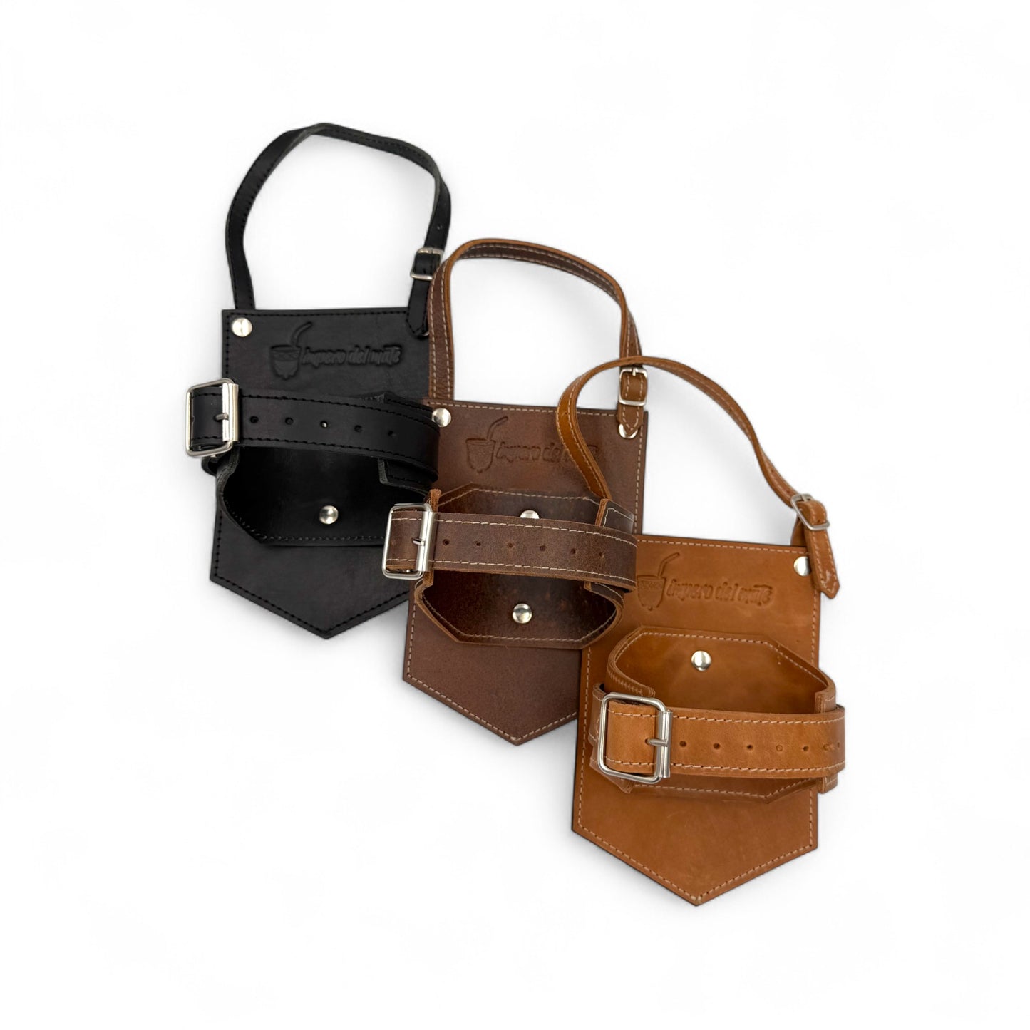 Porte Mate "IDM" in cuoio Marrone