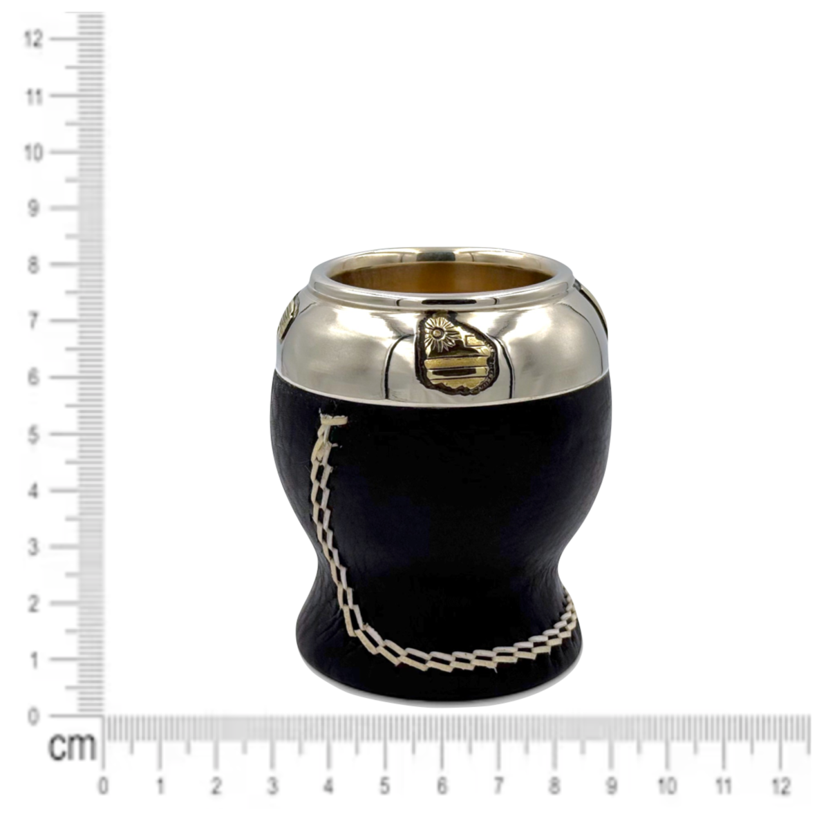 Mate Torpedo Nero “Uruguay” con Fleje decorato Alpaca | Premium