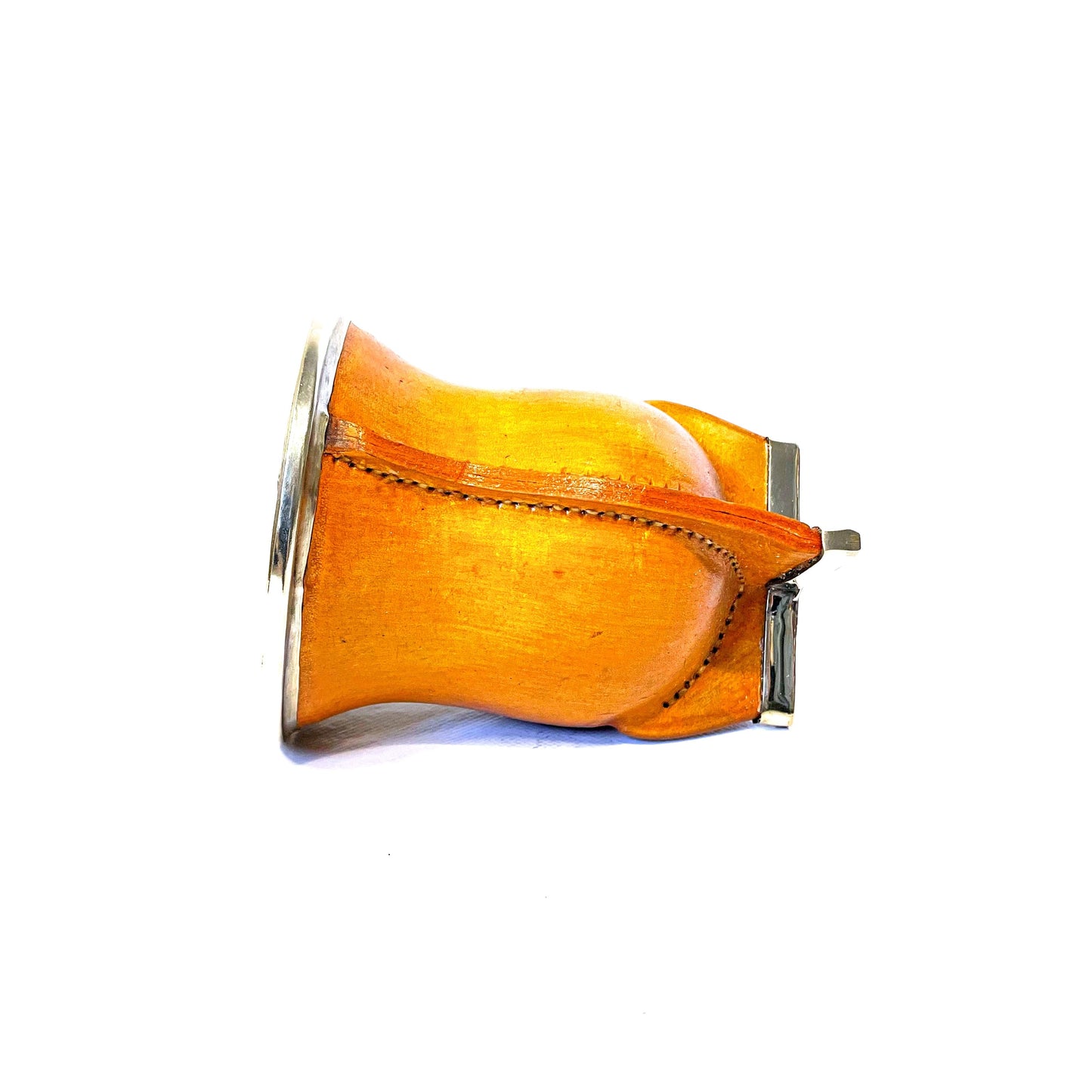 Mate Camionero Marrone chiaro con base rinforzata e Virola lavorata in Alpaca | Premium