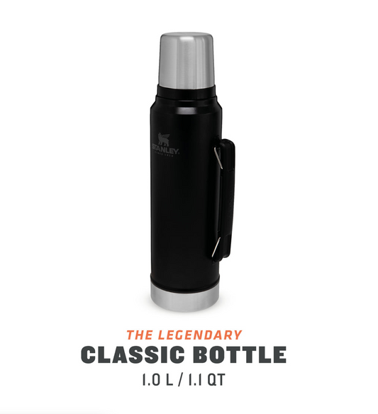 TERMOS STANLEY CLASSIC LEGENDARY BOTTLE "Matte Black Pebble" | 1.1 QT | 1.0L - imperodelmate.com