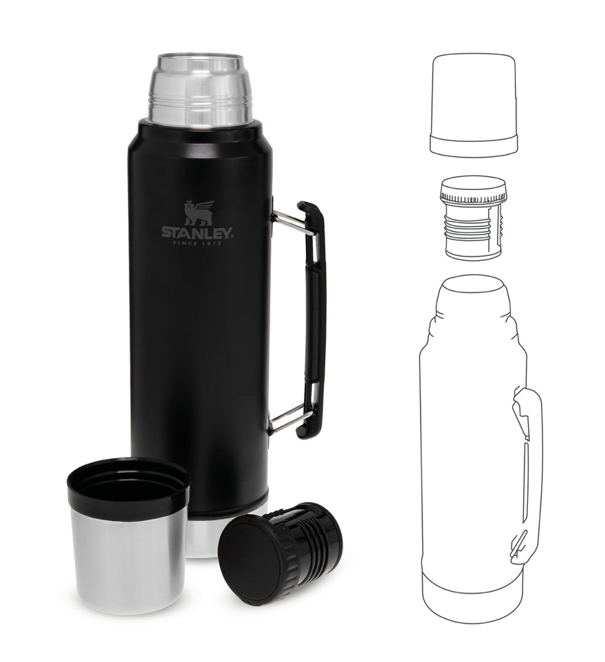 TERMOS STANLEY CLASSIC LEGENDARY BOTTLE "Matte Black Pebble" | 1.1 QT | 1.0L - imperodelmate.com