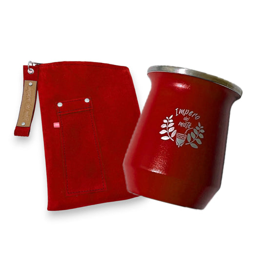 Yerbera + Mate in Acciaio Inox "IDM" Rosso