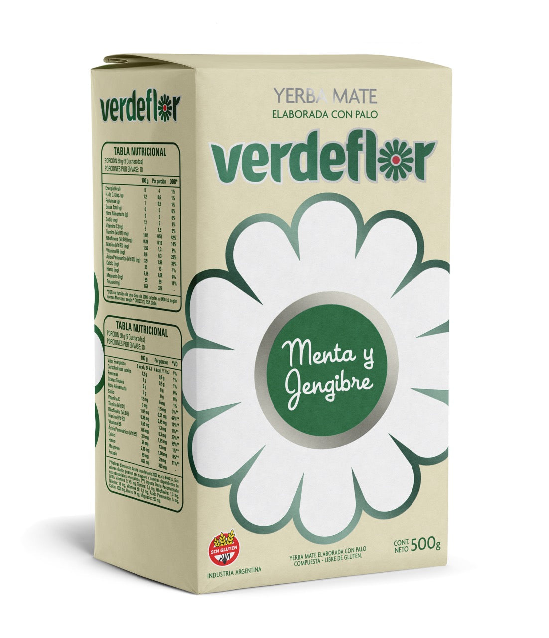Yerba Mate VERDEFLOR - MENTA Y JENGIBRE 1/2 Kg.