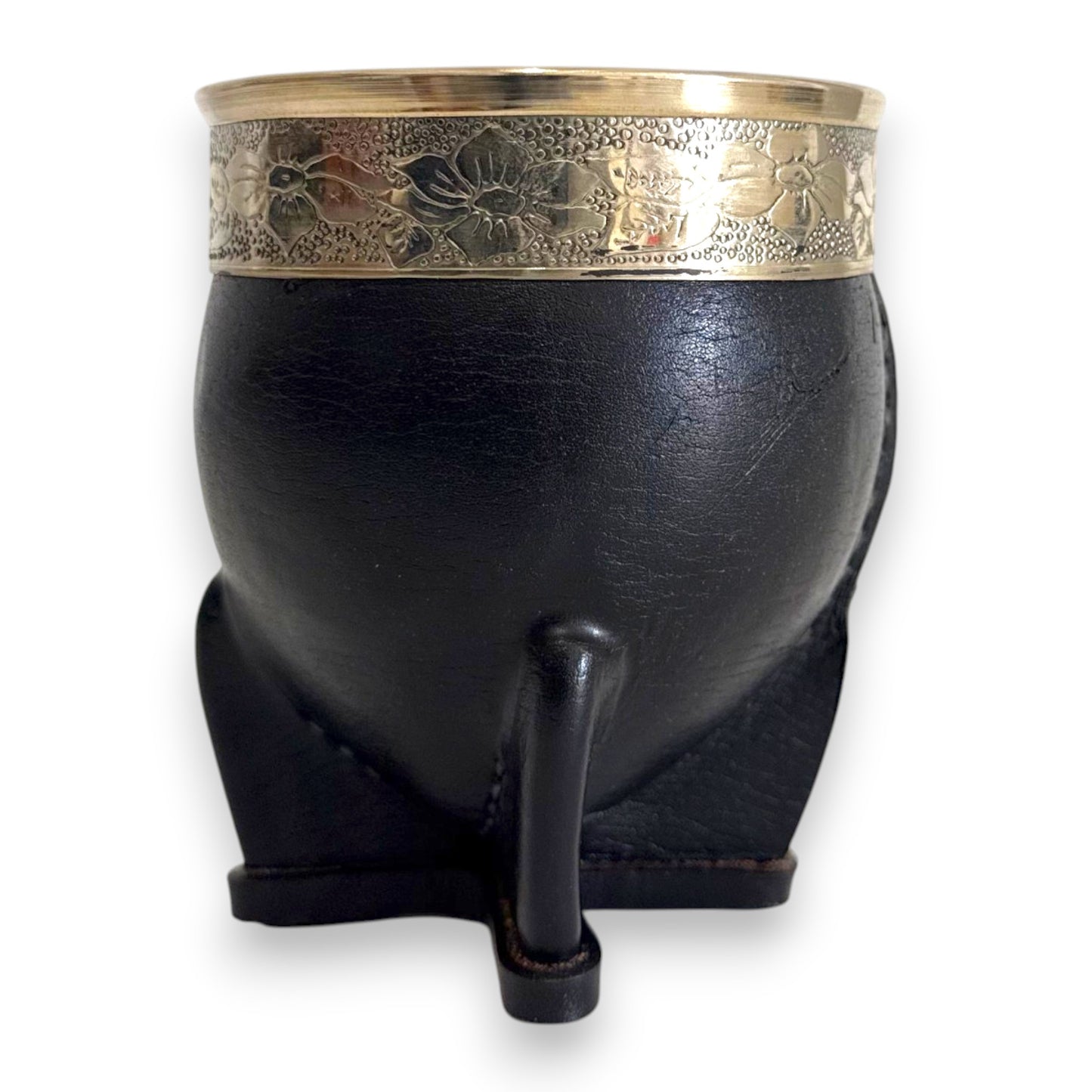 Mate Imperial in Cuoio Nero con Virola decorata in Alpaca | Standard