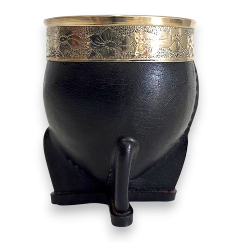 Mate Imperial in Cuoio Nero con Virola decorata in Alpaca | Standard