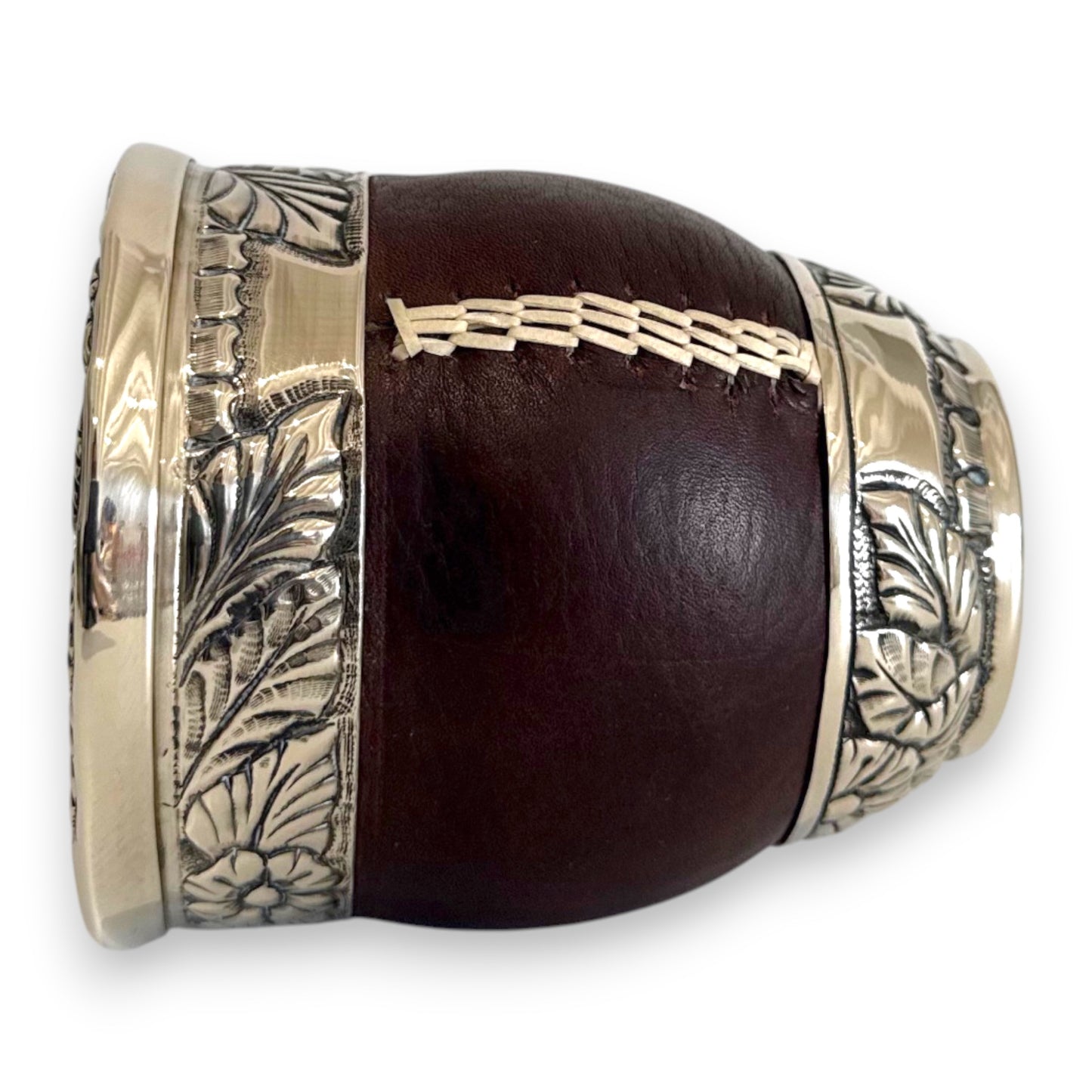 Mate Imperial Marrone in Cuoio con base e Virola decorate e Cuciture IDM | Luxury