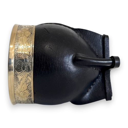 Mate Imperial in Cuoio Nero con Virola decorata in Alpaca | Standard