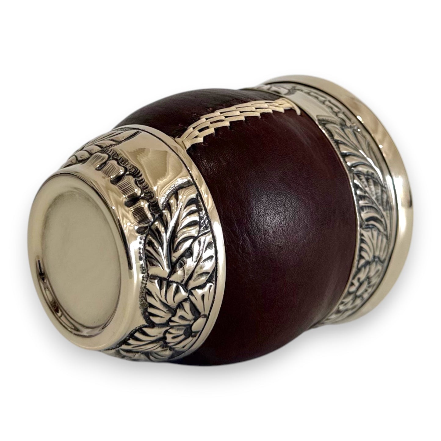Mate Imperial Marrone in Cuoio con base e Virola decorate e Cuciture IDM | Luxury
