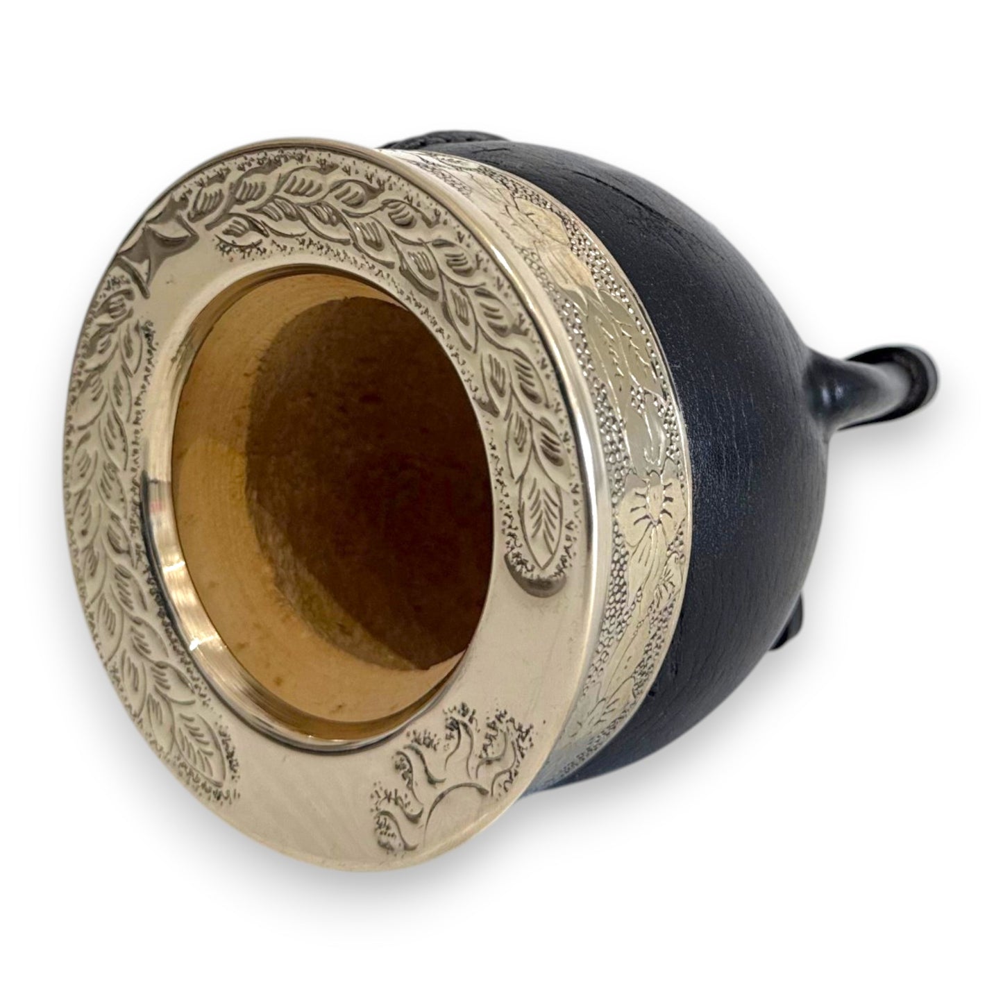 Mate Imperial in Cuoio Nero con Virola decorata in Alpaca | Standard