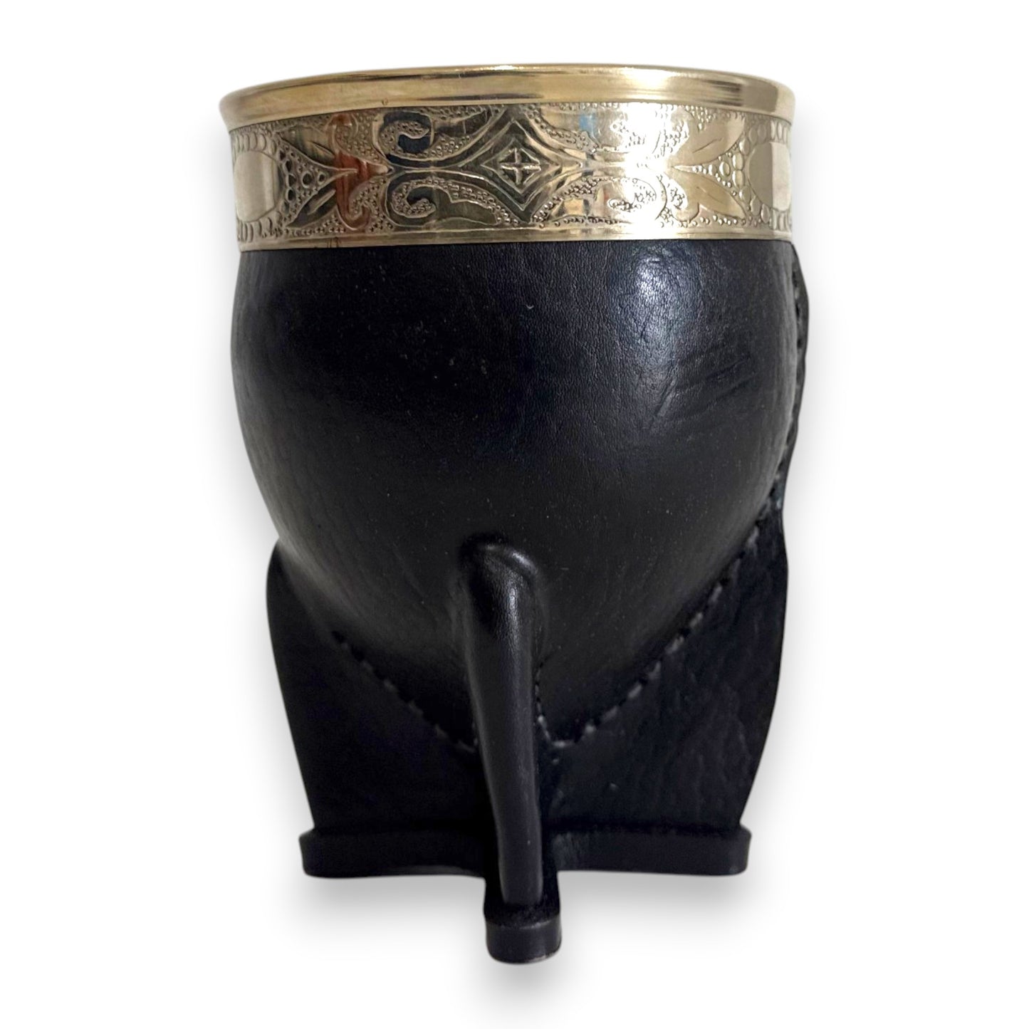 Mate Imperial in Cuoio Nero con Virola decorata in Alpaca | Standard