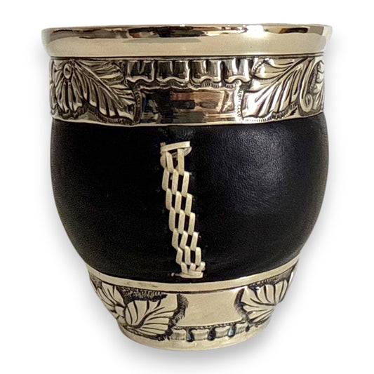 Mate Imperial Nero in Cuoio con base e Virola decorate e Cuciture IDM | Luxury