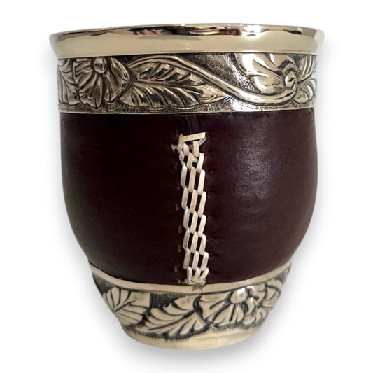 Mate Imperial Marrone in Cuoio con base e Virola decorate e Cuciture IDM | Luxury