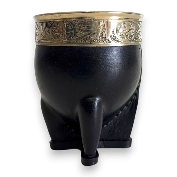 Mate Imperial in Cuoio Nero con Virola decorata in Alpaca | Standard