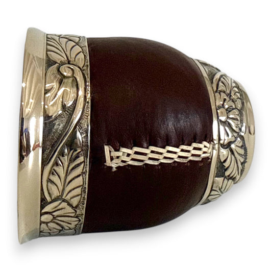 Mate Imperial Marrone in Cuoio con base e Virola decorate e Cuciture IDM | Luxury
