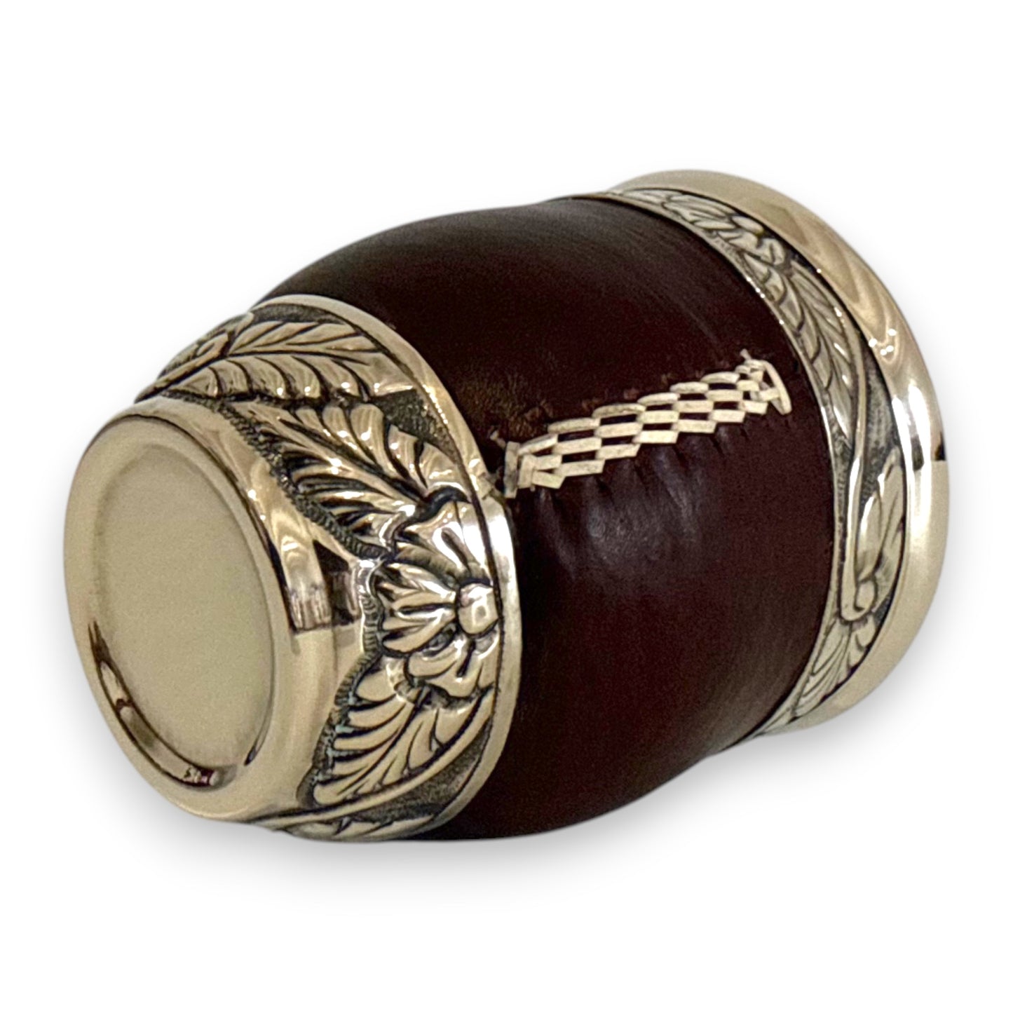 Mate Imperial Marrone in Cuoio con base e Virola decorate e Cuciture IDM | Luxury