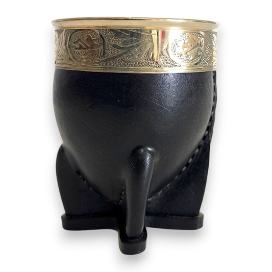 Mate Imperial in Cuoio Nero con Virola decorata in Alpaca | Standard